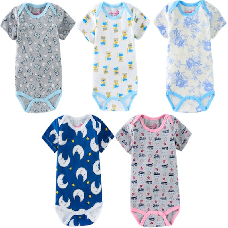 6M Short sleeve Baby Boy Cotton onesie romper bodysuit Soft and Breathable Five Beautiful Designs